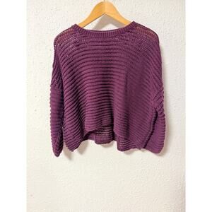 Eileen Fisher oversized crewneck organic cotton sweater - blackberry